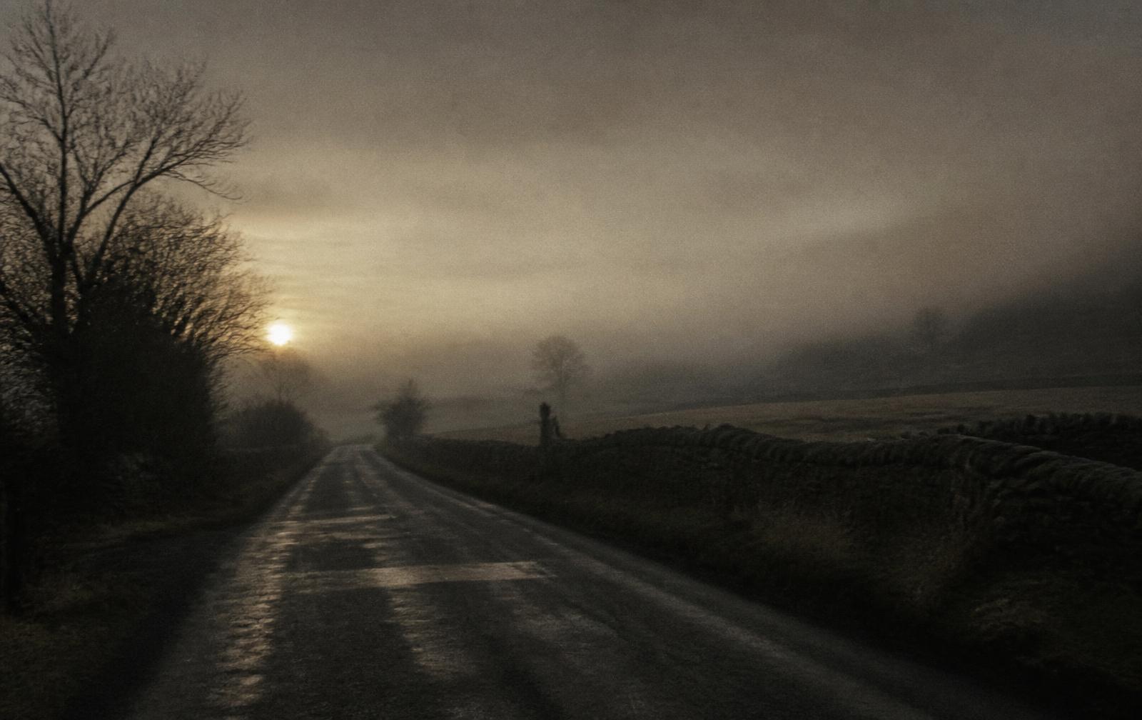 Empty road at dawn